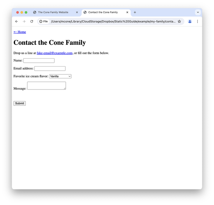 The contact page