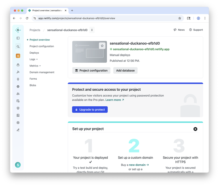 The Netlify control panel